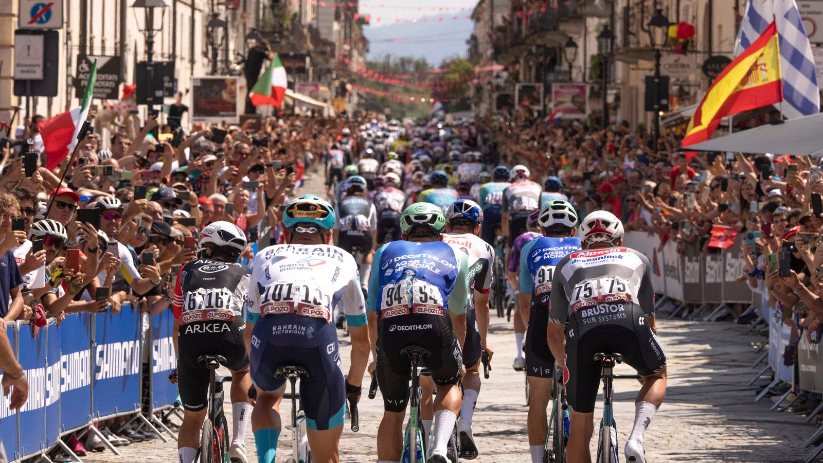 Riders during the first stage of the La Vuelta. Pic: Marco Alpozzi/LaPresse/AP