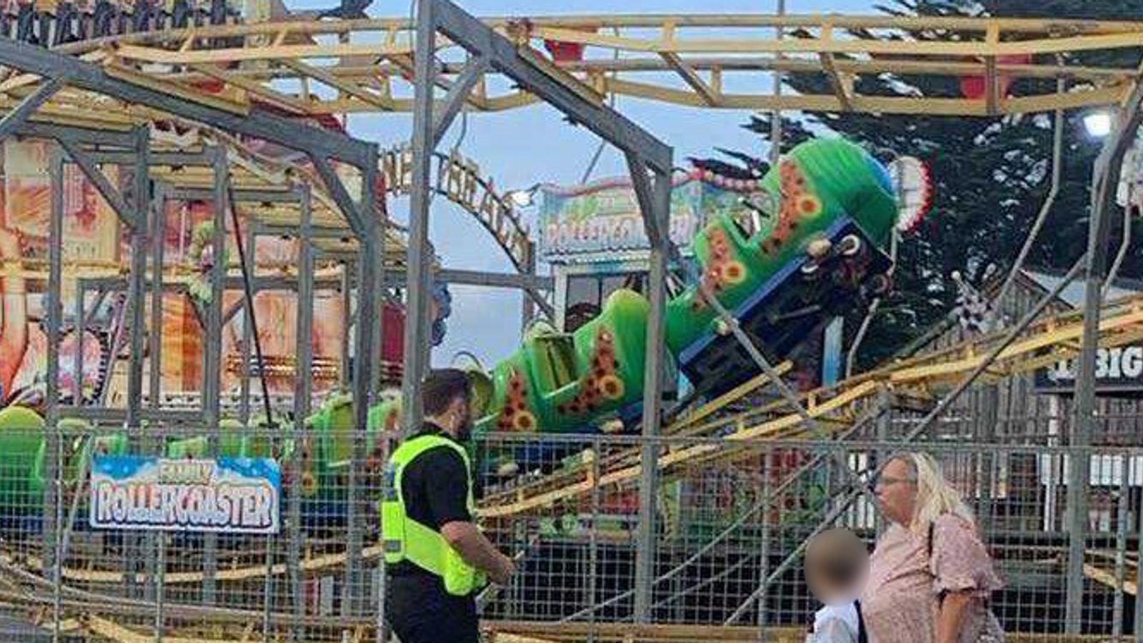 Part of the Wacky Worm ride at Coney Beach Pleasure Park in Porthcawl appeared to have come off the track. Pic: WNS