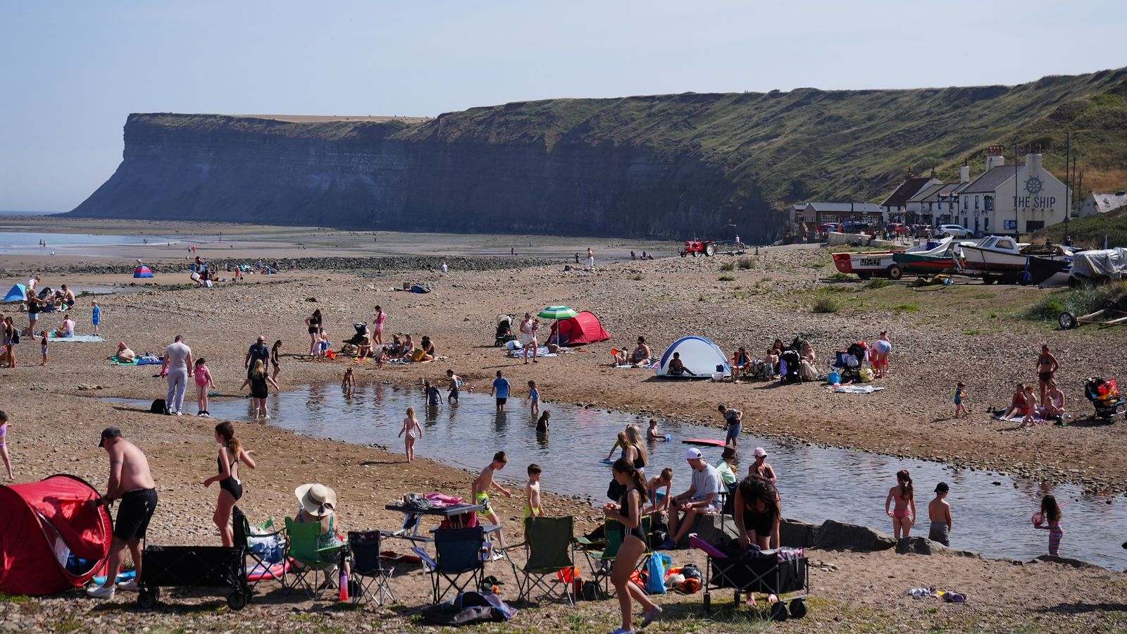 People were enjoying the sun at Saltburn-by-the-Sea in North Yorkshire on Wednesday. Pic: PA