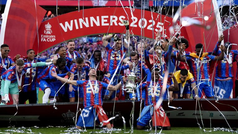 Crystal Palace celebrate after winning the FA Cup