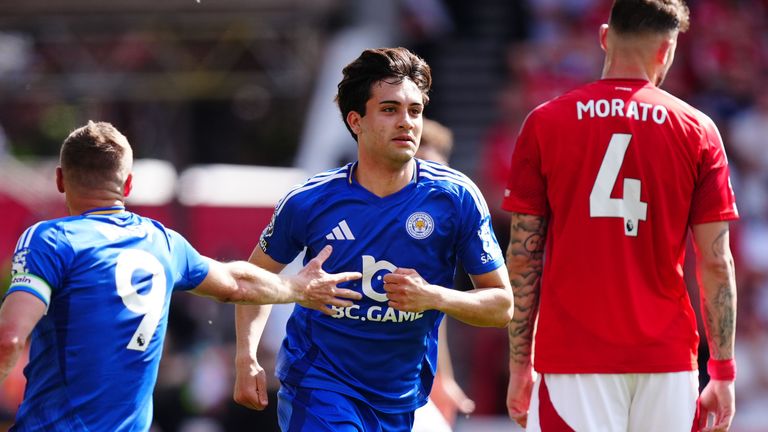 Facundo Buonanotte celebrates scoring Leicester City's second goal