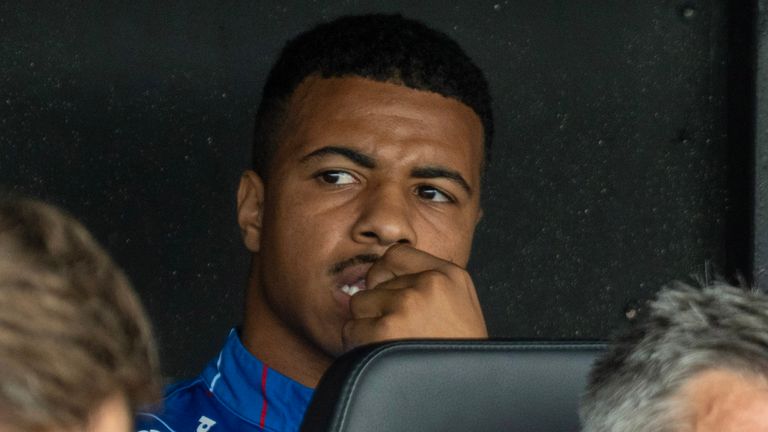 Rangers' Hamza Igamane sits on the bench during a William Hill Premiership match between St Mirren and Rangers