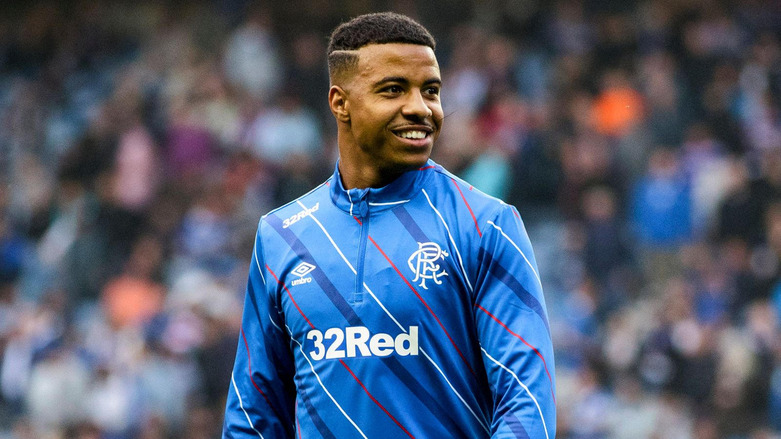 GLASGOW, SCOTLAND - JULY 22: Rangers' Hamza Igamane warms up before a UEFA Champions League Second Round Qualifier First Leg match between Rangers and Panathinaikos at Ibrox Stadium, on July 22, 2025, in Glasgow, Scotland. (Photo by Craig Williamson / SNS Group)