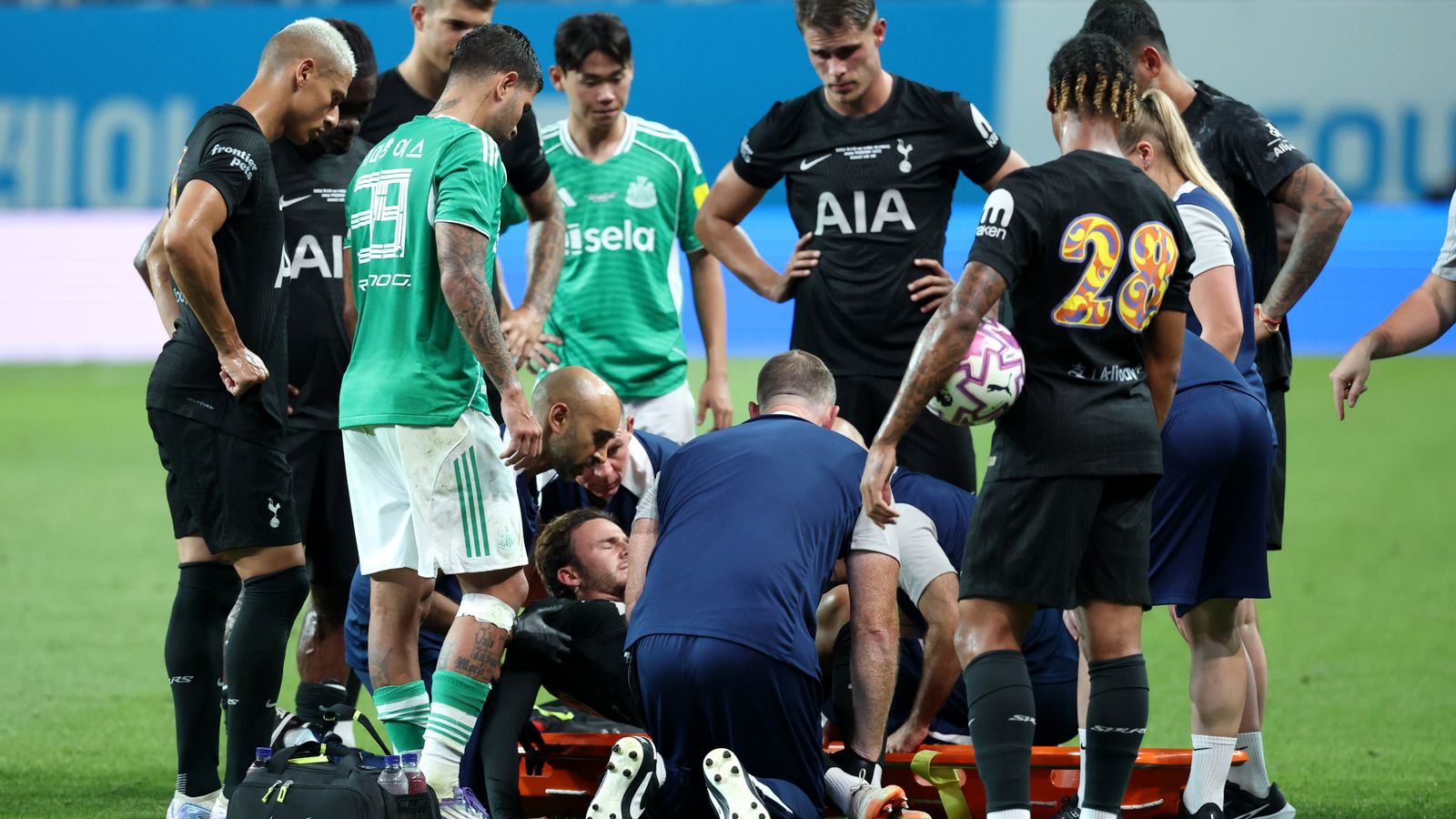 James Maddison looked in real discomfort as he was stretchered off