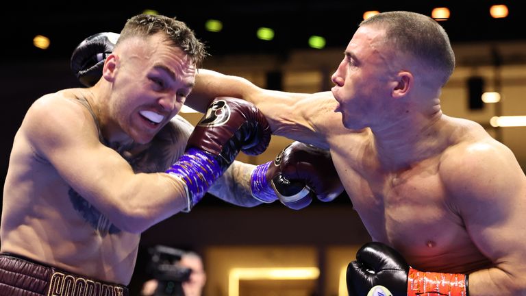Nick Ball fights Sam Goodman in a WBA featherweight world title defence (Photos: Leigh Dawney/Queensberry)