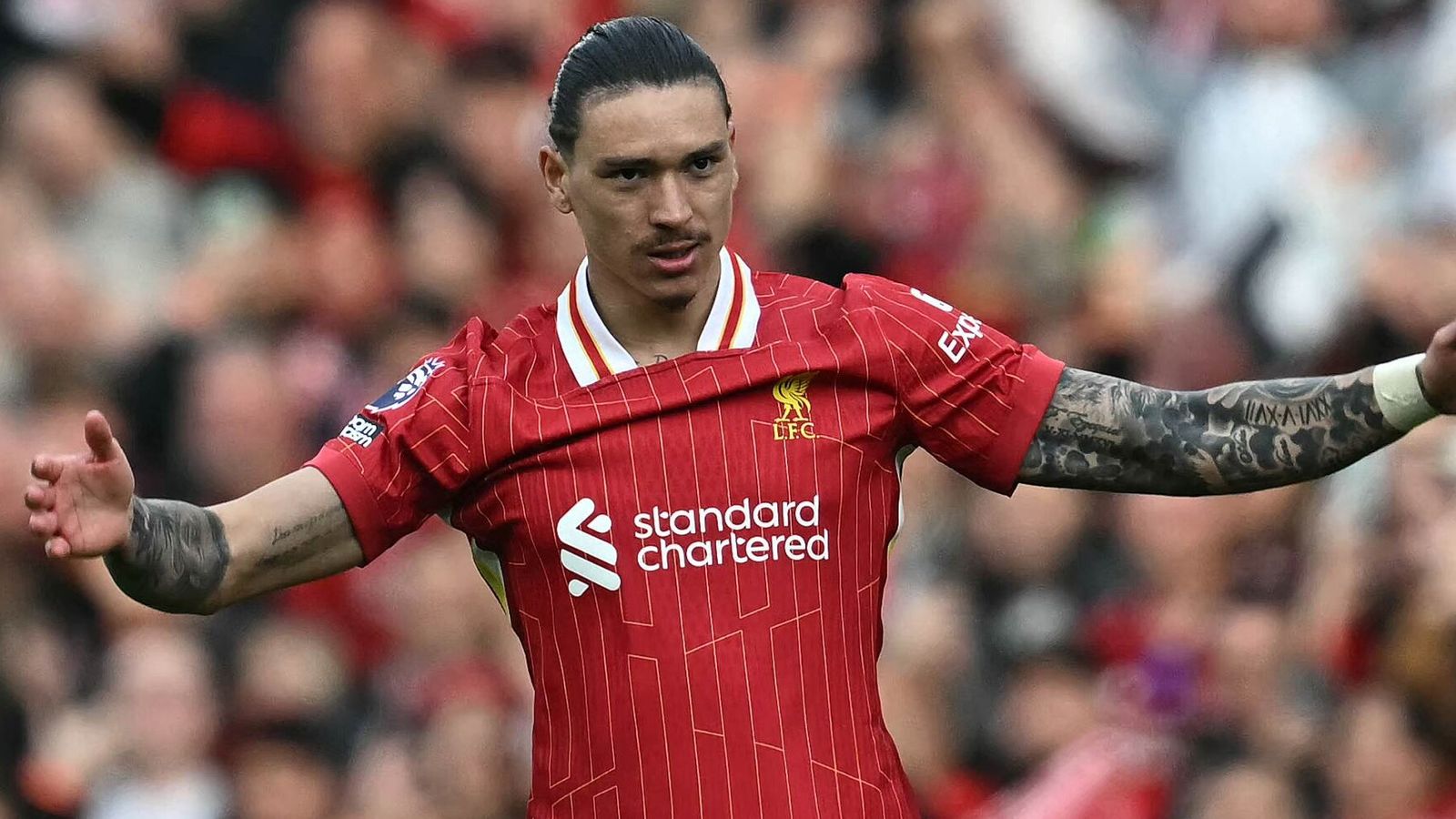 Darwin Nunez celebrates after equalising for Liverpool against Southampton