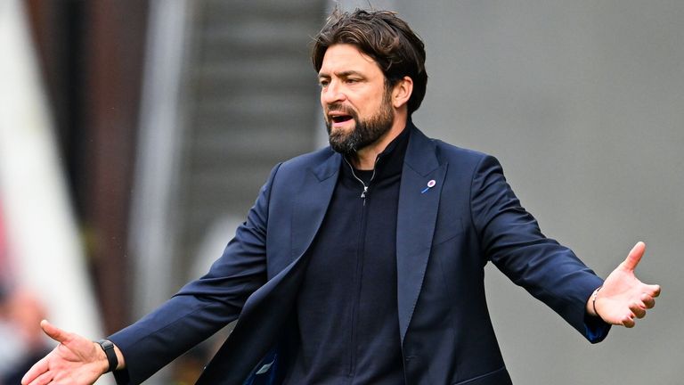 GLASGOW, SCOTLAND - AUGUST 09: Rangers Head Coach Russell Martin during a William Hill Premiership match between Rangers and Dundee at Ibrox Stadium, on August 09, 2025, in Glasgow, Scotland. (Photo by Rob Casey / SNS Group)