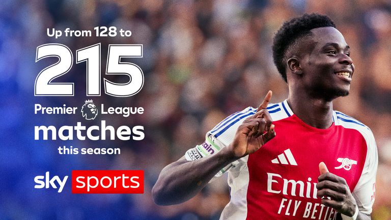 215 live premier league matches up from 128 this season on Sky Sports
