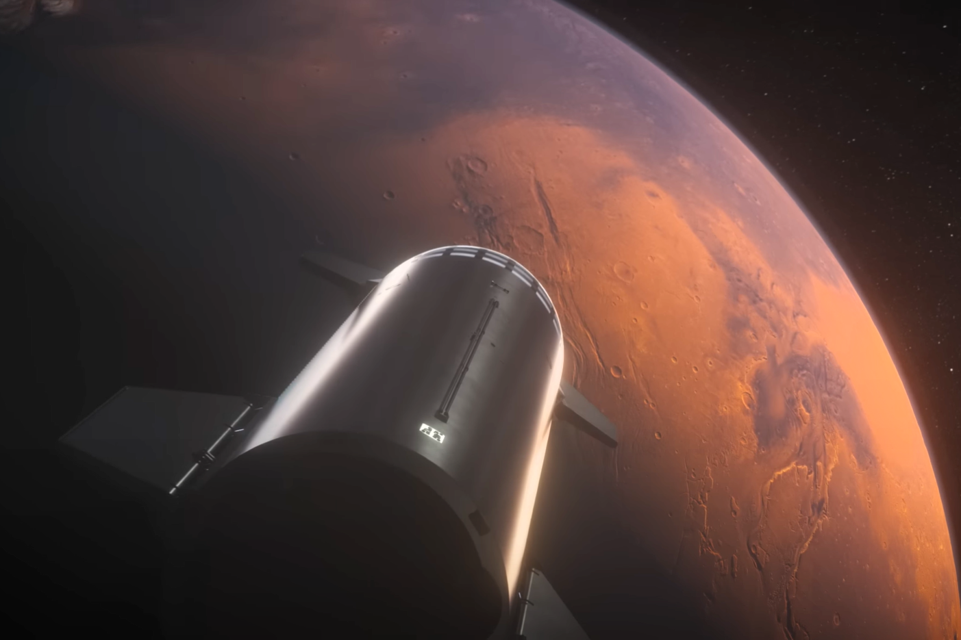 An illustration of a Starship rocket that SpaceX hopes to send to Mars in 2026