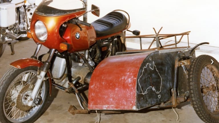 Tim Thomson's BMW motorcycle.