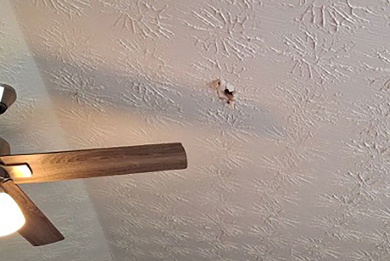 The meteorite traveled fast enough at an angle that it was able to pass through a homeowner’s roof, ductwork and ceiling.