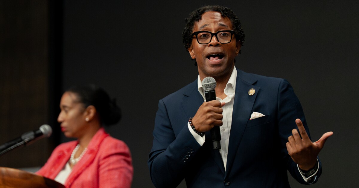 Protesters confront U.S. Rep. Wesley Bell at St. Louis town hall