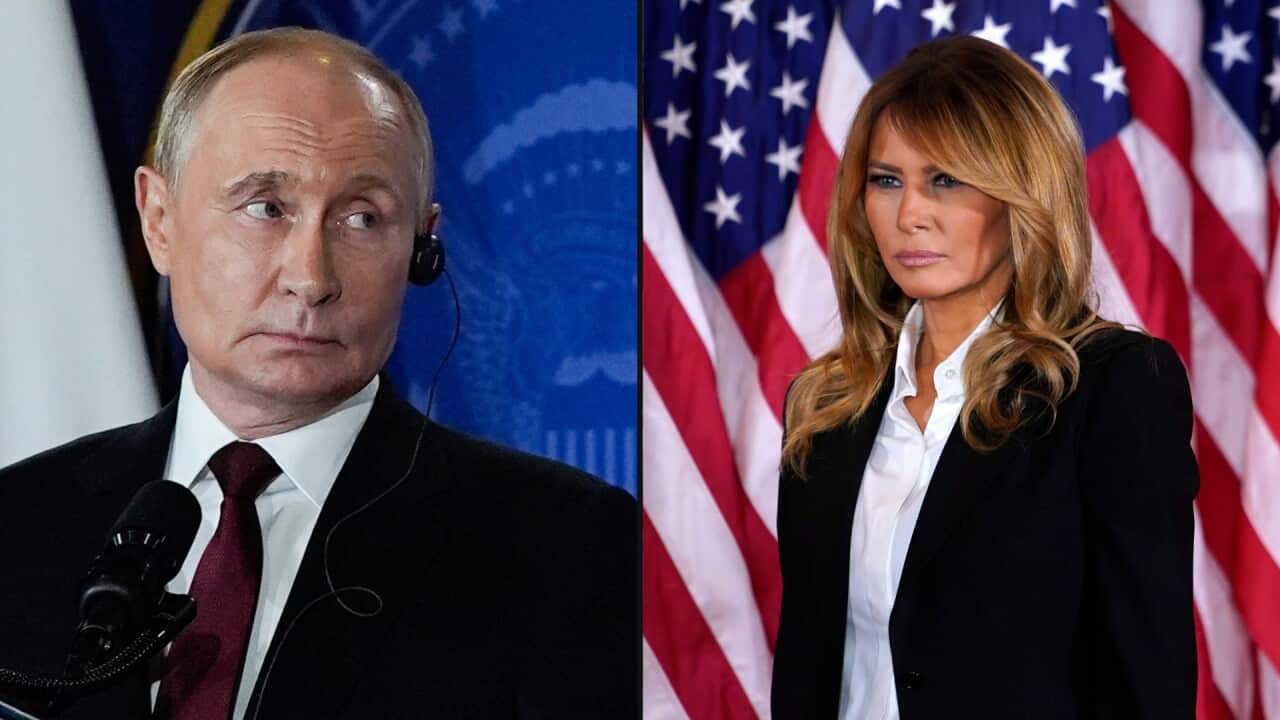 A man in a suit left and a woman in a suit right in separate pictures