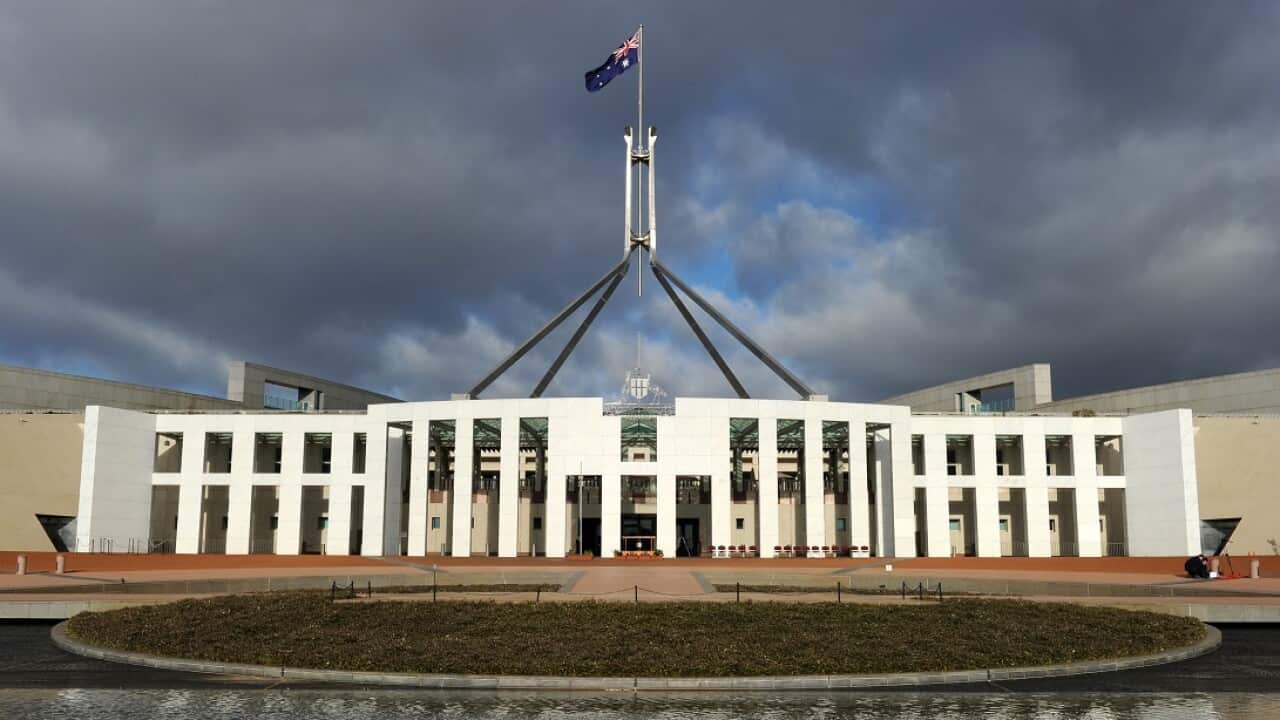 Exterior of Parliament House in Canberra.