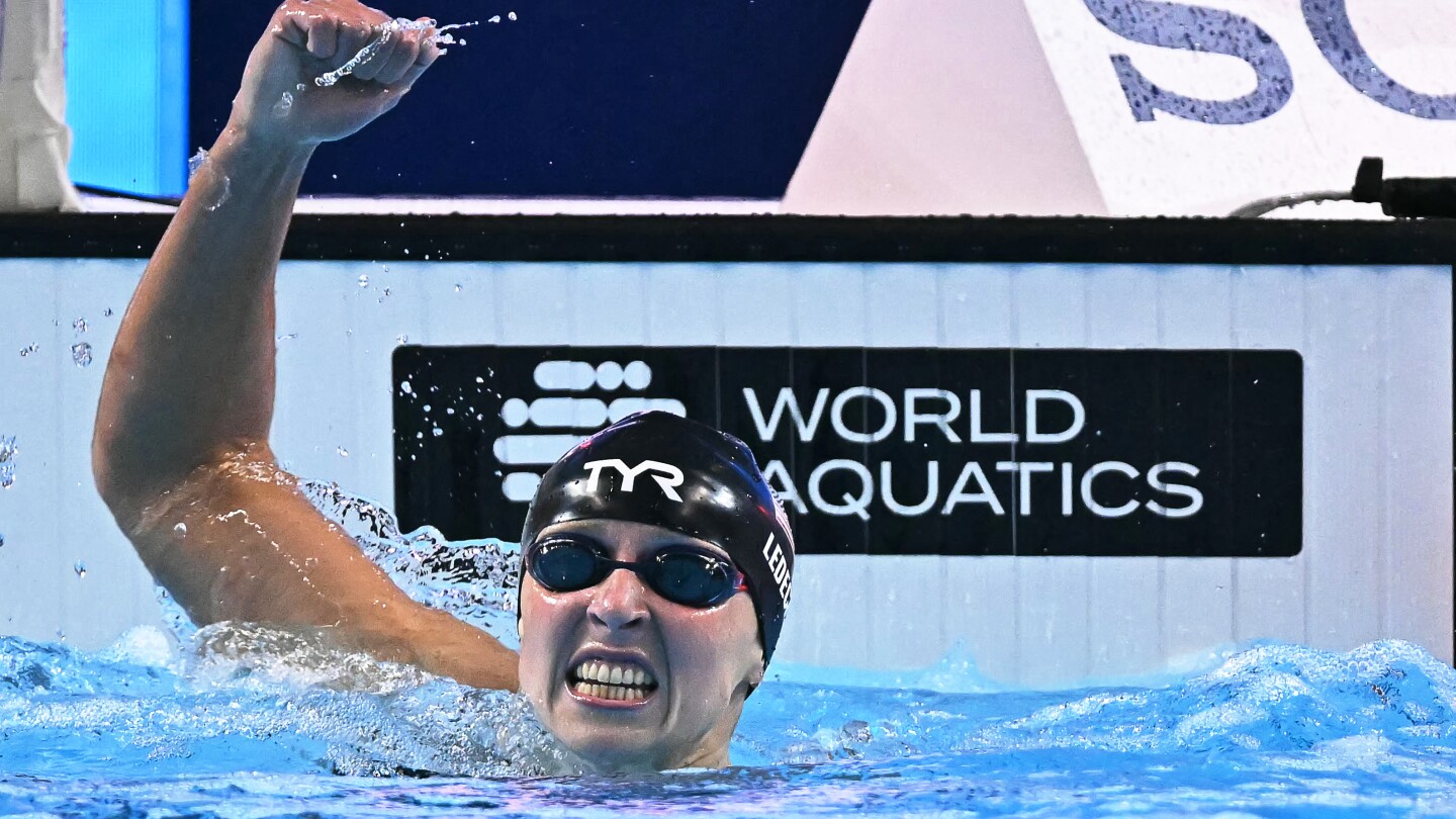 Katie Ledecky tops Pallister, McIntosh in swim worlds epic; Gretchen Walsh adds gold