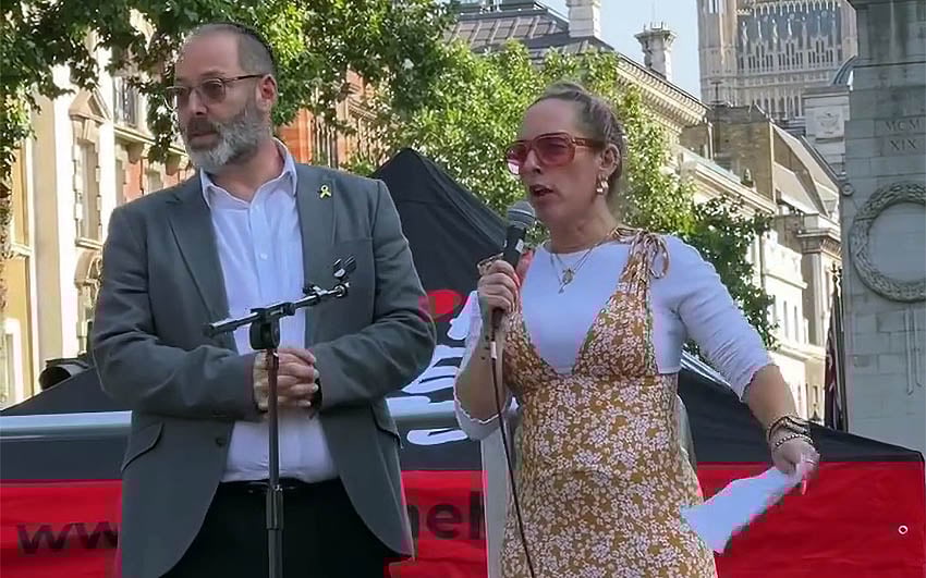 Progressive rabbis booed off stage at UK hostage rally after backing Palestinian state