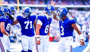 Russell Wilson, Jaxson Dart make Giants debuts