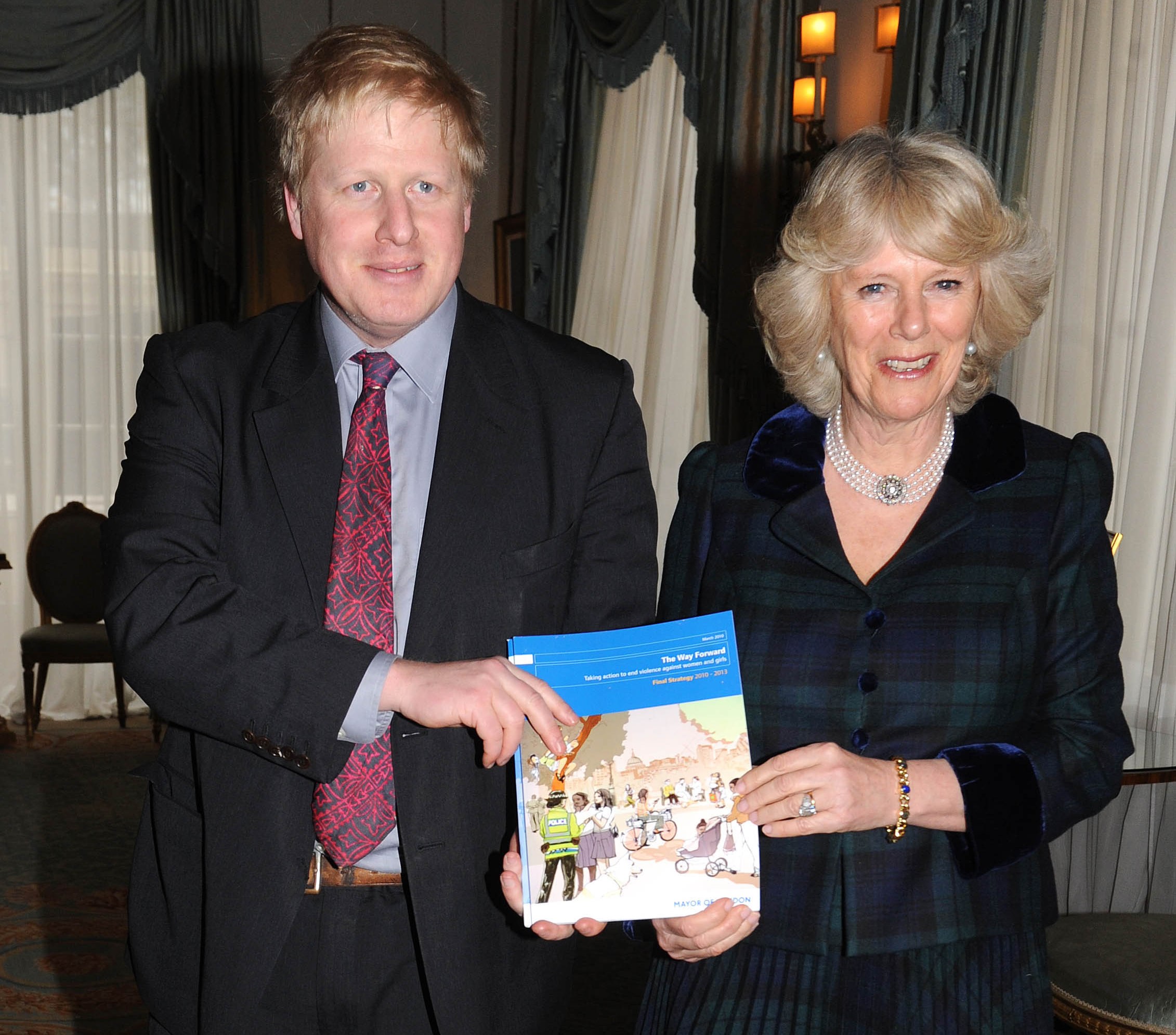 Boris Johnson and the Duchess of Cornwall at Clarence House.