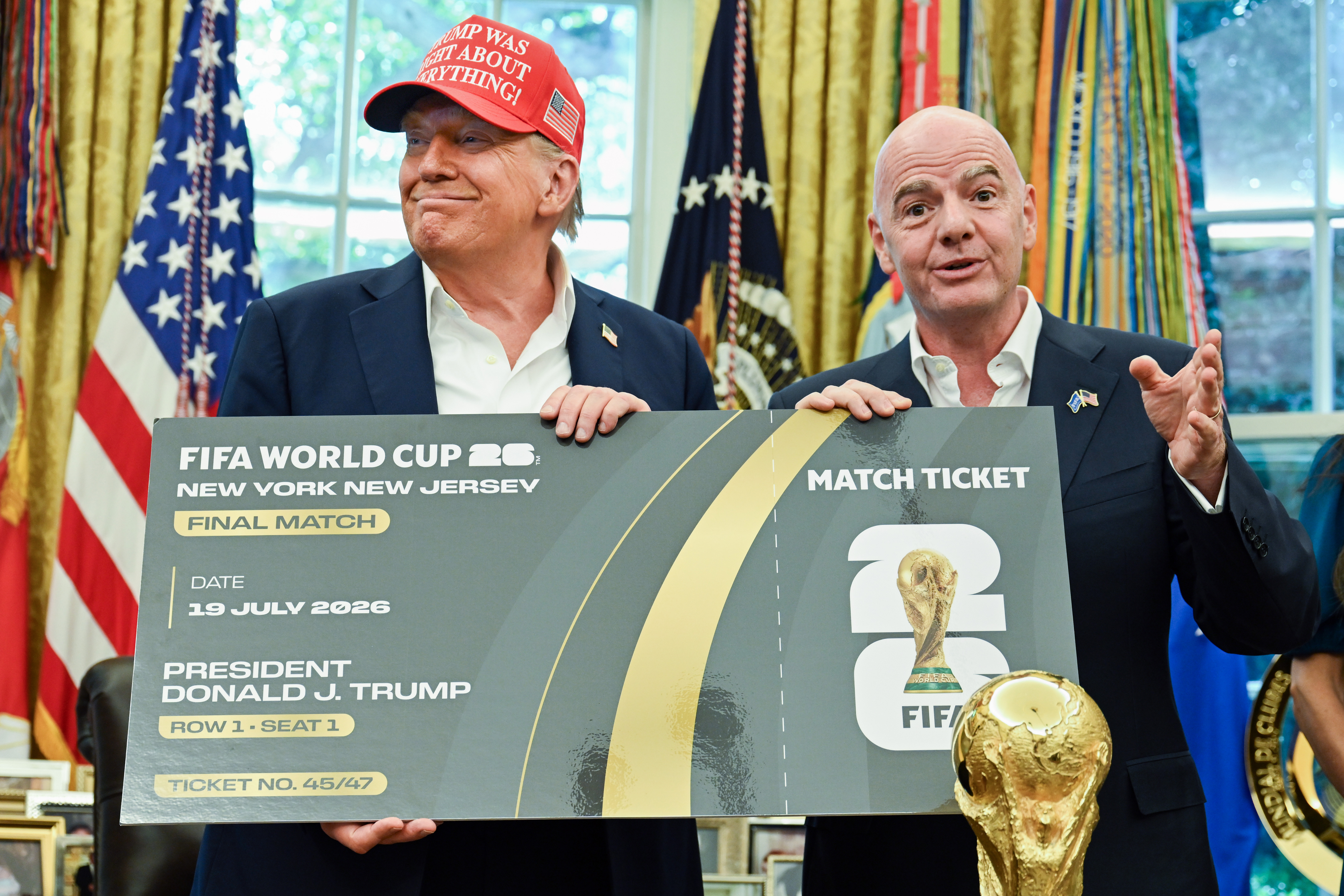 President Donald J Trump Announces 2026 FIFA World Cup Draw At White House With Gianni Infantino JD Vance And Kristi Noem In Washington DC - 22 Aug 2025