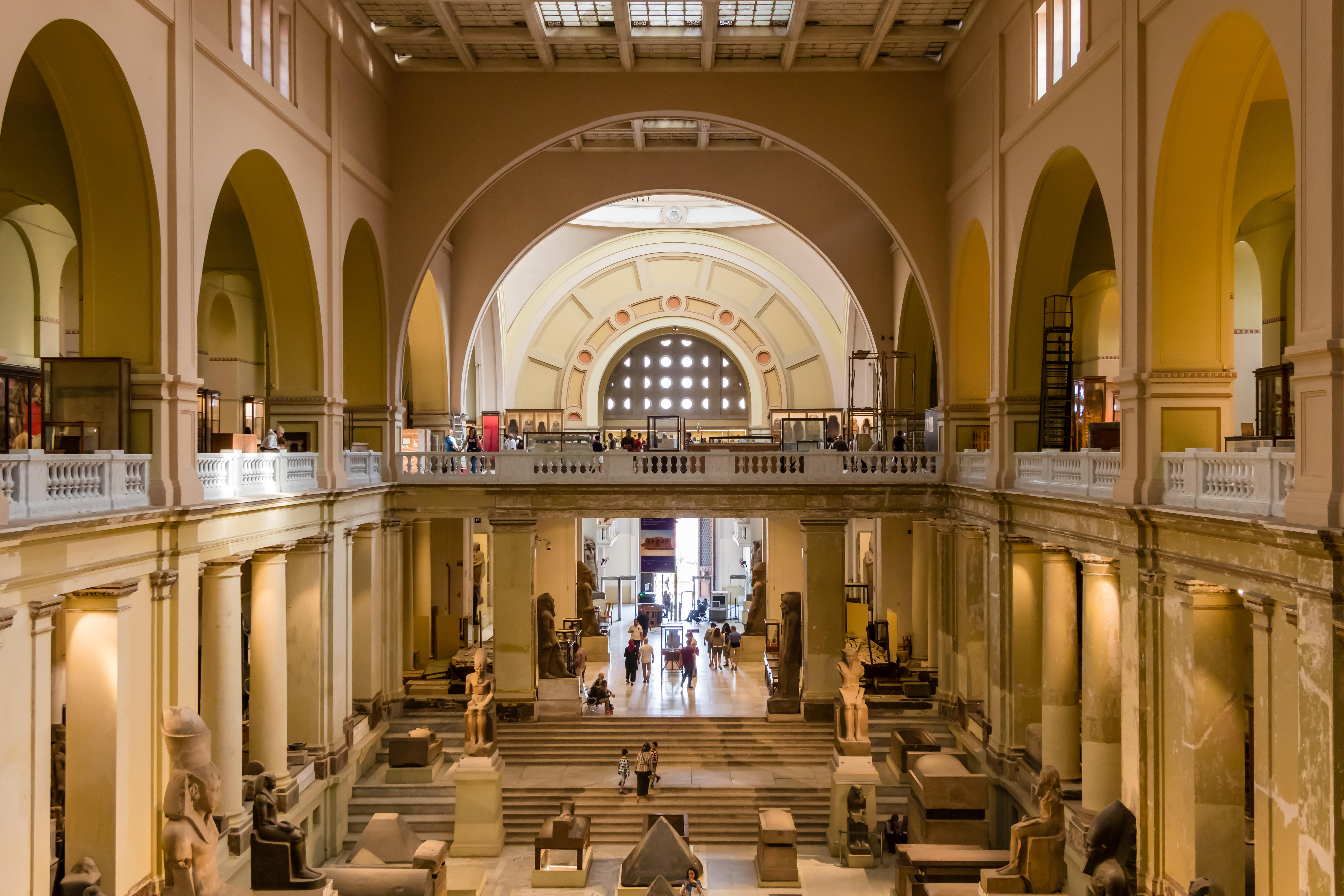 Interior view of the Egyptian Museum in Cairo.