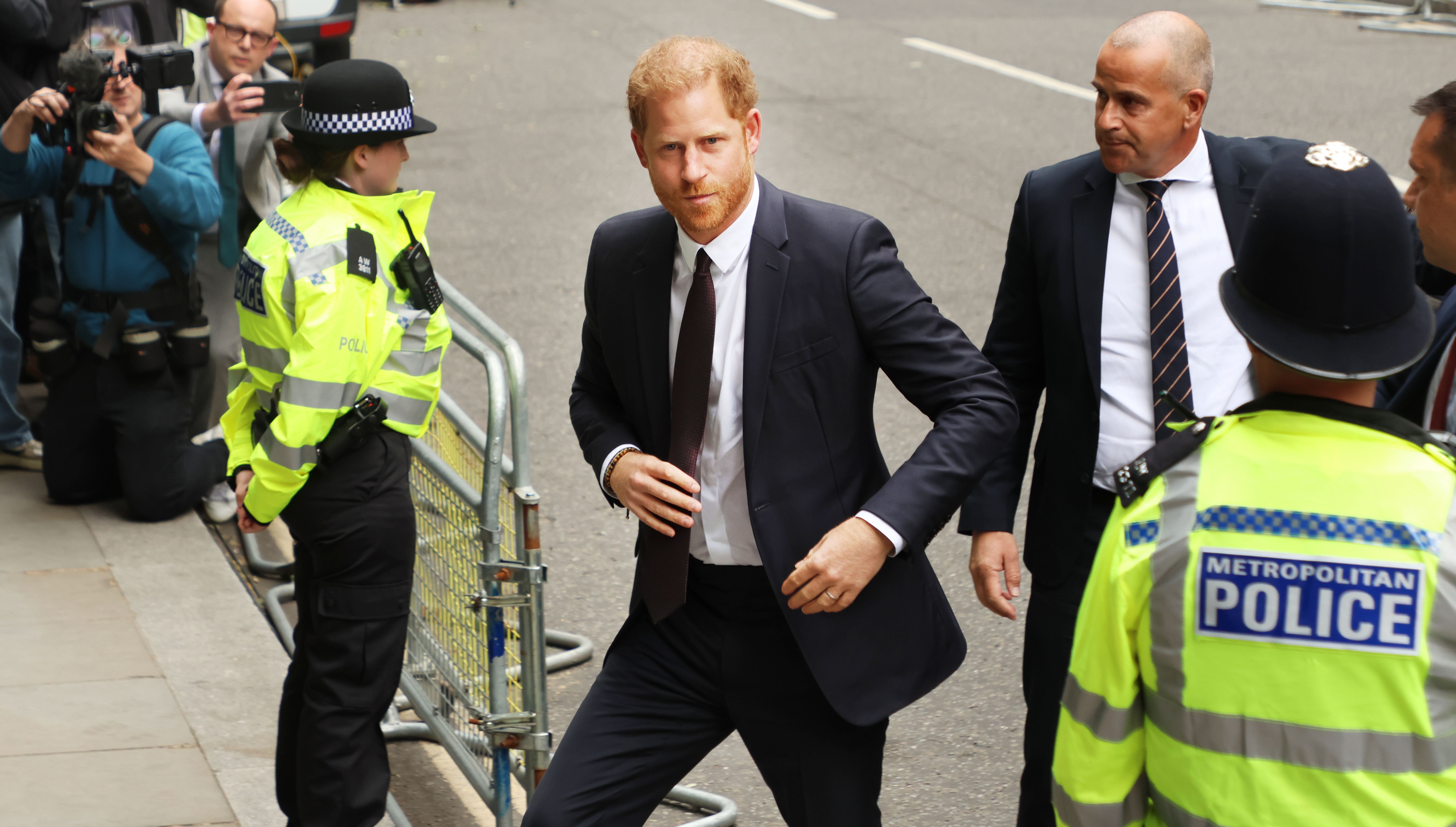Prince Harry arriving at the High Court.