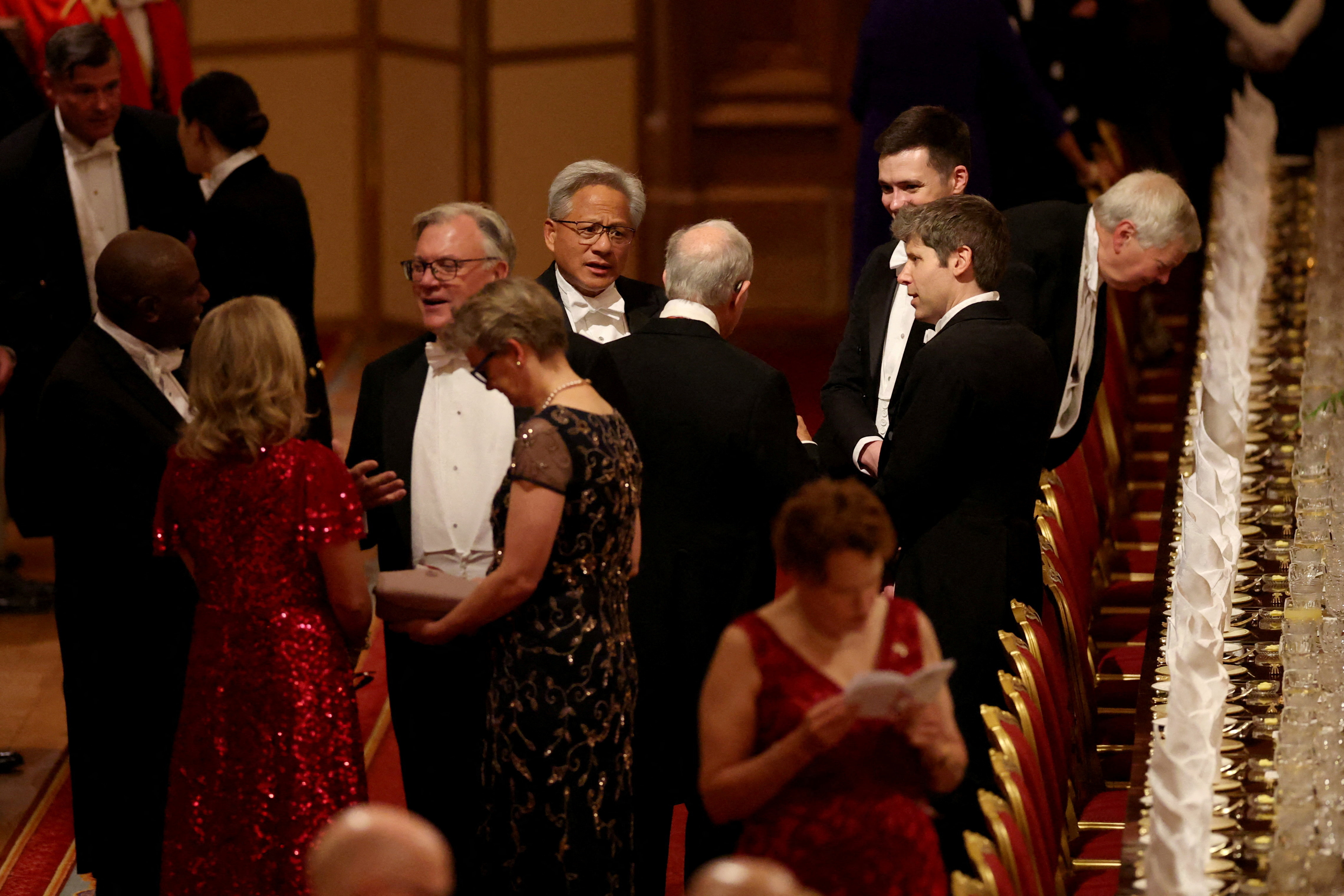 Sam Altman and Jensen Huang at a state banquet at Windsor Castle.