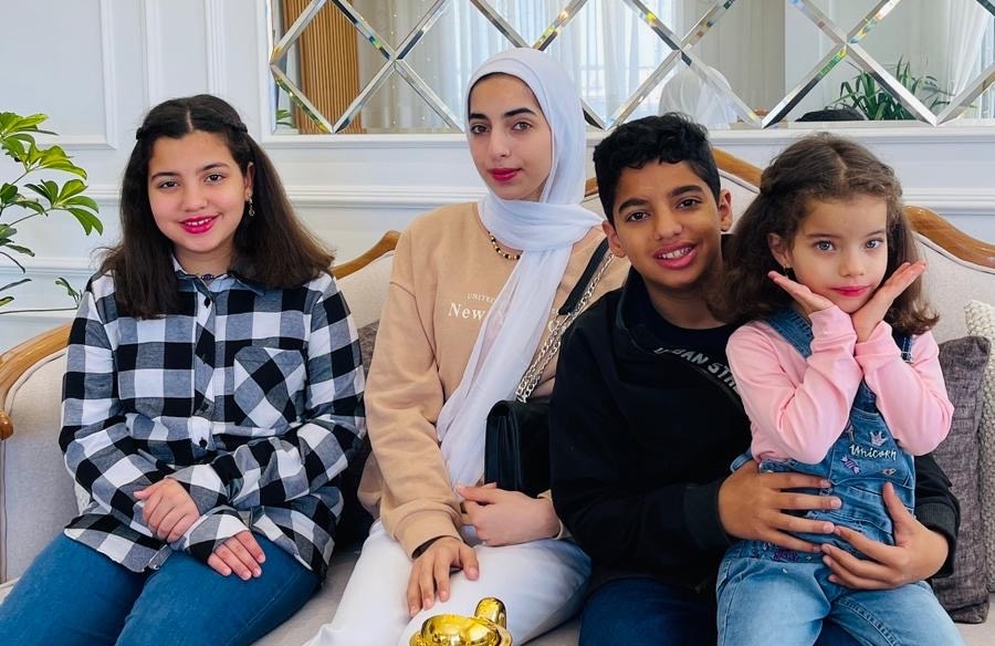Samah Haboub with her four children, Nada, Berlent, Ahmad, and Sarah.