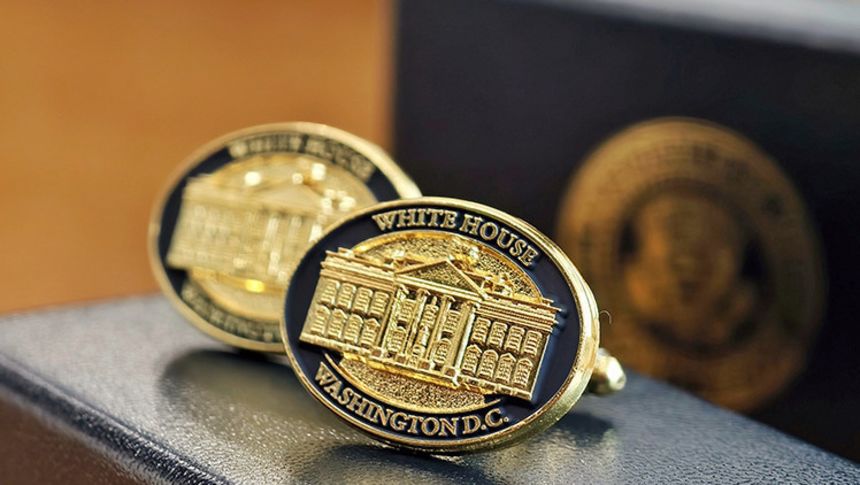 The cufflinks gifted to the President of Belarus Alexander Lukashenko from US President Donald Trump.