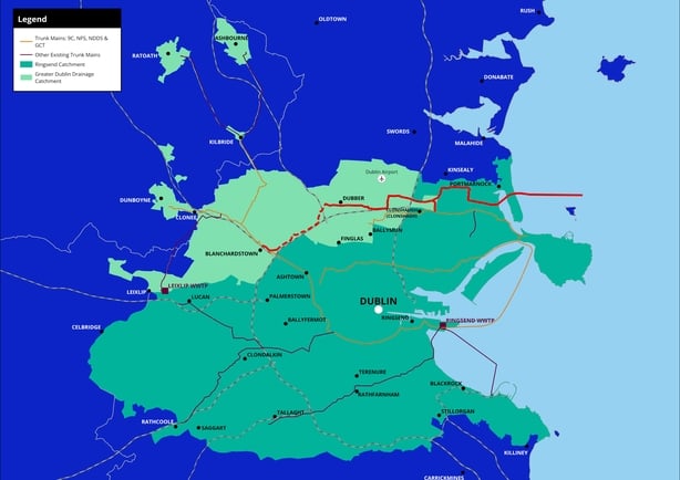 Map of the Greater Dublin Drainage and Sewage project
