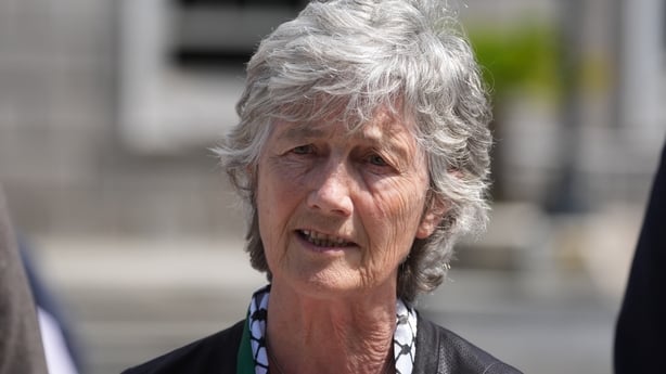 Independent TD Catherine Connolly speaks to the media outside Leinster House on June 11
