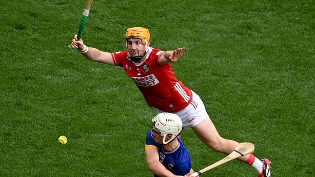 Dublin , Ireland - 20 July 2025; Darragh McCarthy of Tipperary in action against Niall O'Leary of Cork during the GAA Hurling All-Ireland Senior Championship final match between Cork and Tipperary at Croke Park in Dublin. (Photo By David Fitzgerald/Sportsfile via Getty Images)
