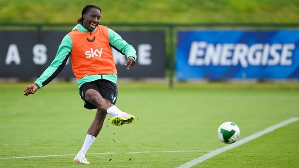 1 September 2025; Bosun Lawal during a Republic of Ireland training session at the FAI National Training Centre in Abbotstown, Dublin. Photo by Stephen McCarthy/Sportsfile