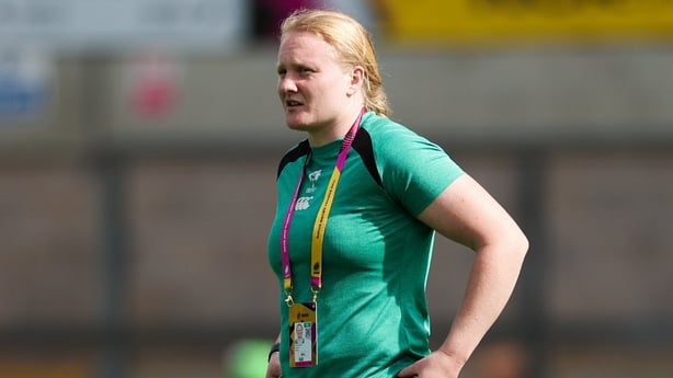 31 August 2025; Aoife Wafer of Ireland before the Women's Rugby World Cup 2025 Pool C match between Ireland and Spain at Franklin's Gardens in Northampton, England. Photo by Harry Murphy/Sportsfile