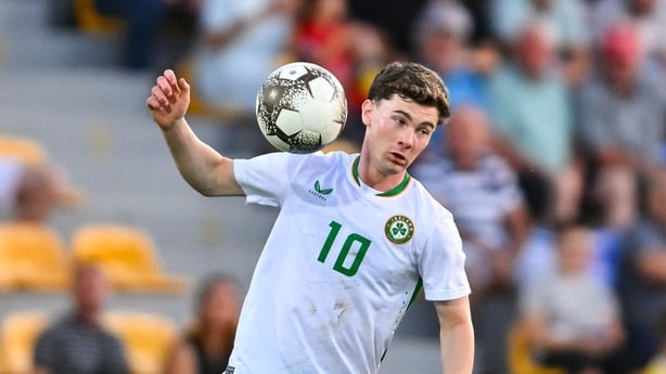 4 September 2025; Jamie Mullins of Republic of Ireland during the UEFA European U21 Championship qualifier match between Moldova and Republic of Ireland at Nisporeni Central Stadium in Nisporeni, Moldova. Photo by Alex Nicodim/Sportsfile