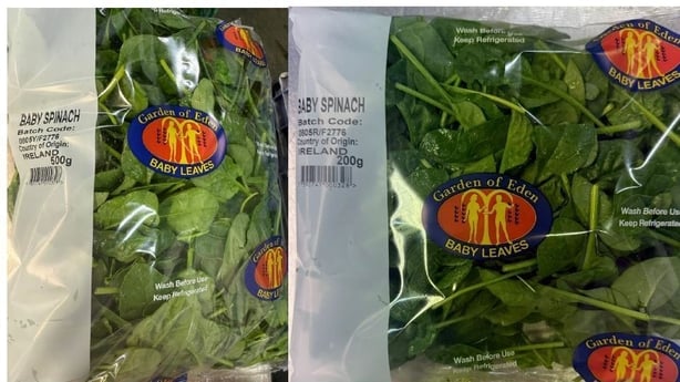 A batch of baby spinach recalled by the FSAI
