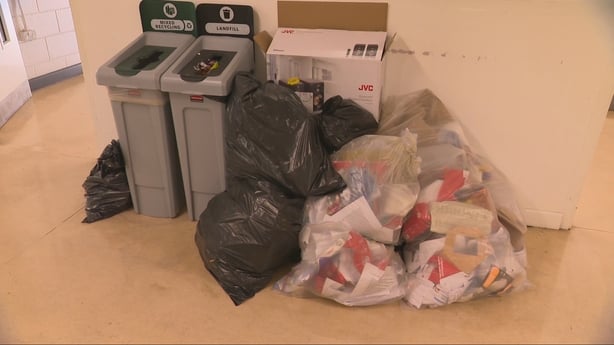 Bins in Gorey Community School overflowing