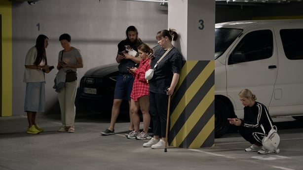 People shelter from a Russia drone attack on Odesa