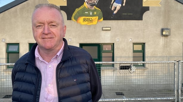 Dan Quirke, in front of the memorial to his late son, Dillon, at Clonoulty-Rossmore GAA grounds, Tipperary
