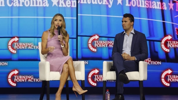 Lara Trump with Charlie Kirk at the RNC 2024