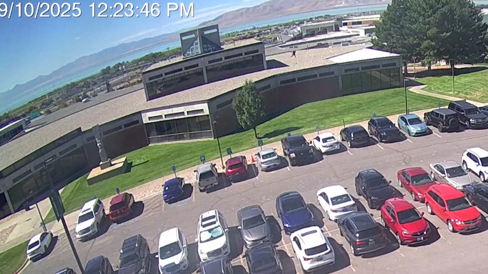 Moment suspected Charlie Kirk gunman flees scene