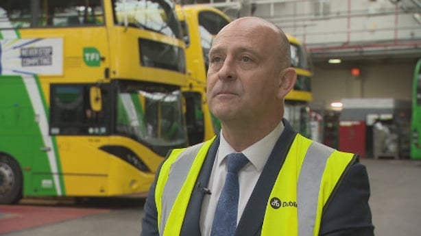 Billy Hann, CEO, Dublin Bus in hi-viz staring off camera