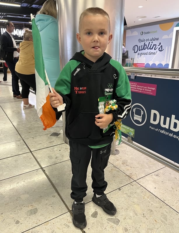 Christy Joyce waiting for his brother, boxer Paddy Joyce, at Dublin Airport