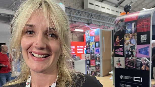 MJ Boland at the exhibition in Dublin