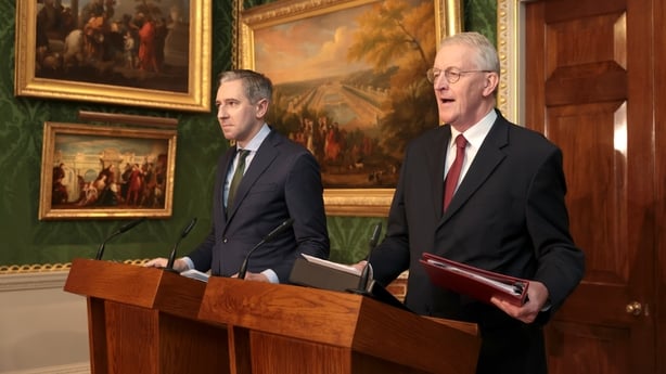 Tanaiste Simon Harris (left) and Northern Ireland Secretary Hilary Benn 