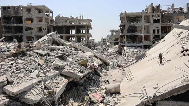 A picture shows rubble and destroyed buildings in the al-Tuffah neighbourhood of Gaza City