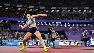 Kate O'Connor of Ireland competing in the women's heptathlon javelin throw at 2025 World Athletics