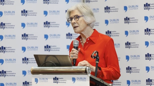 Guest speaker Frances Ruane addressing The Dublin Economics Workshop in Wexford