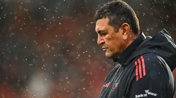 12 September 2025; Munster head coach Clayton McMillan before the pre-season friendly match between Munster and Bath at Virgin Media Park in Cork. Photo by Piaras Ó Mídheach/Sportsfile