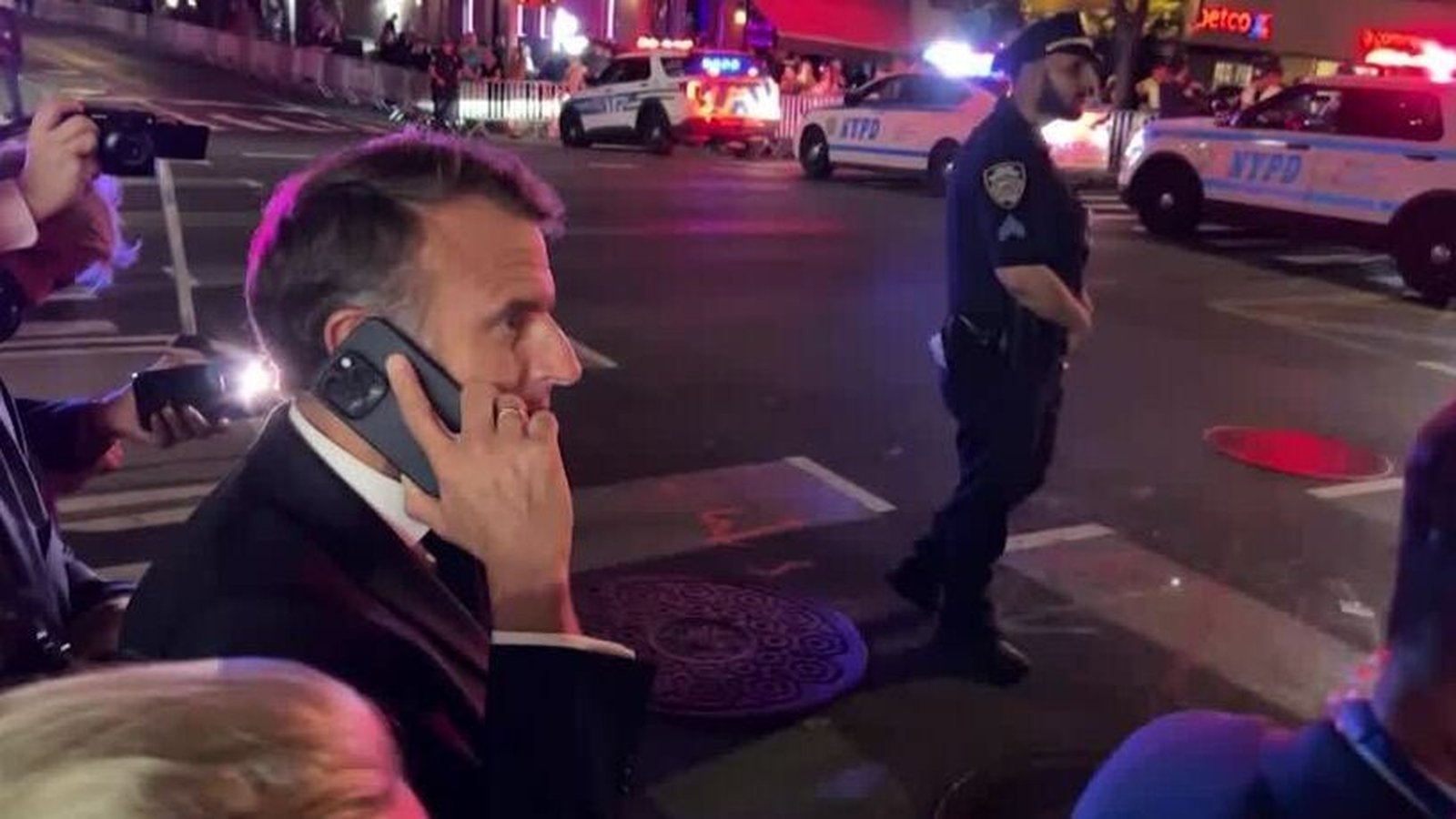 Macron calls Trump as motorcade blocks his route