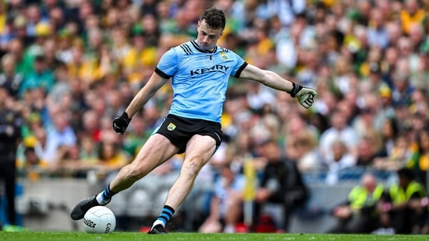 27 July 2025; Kerry goalkeeper Shane Ryan kicks a free during the GAA Football All-Ireland Senior Championship final match between Kerry and Donegal at Croke Park in Dublin. Photo by Ray McManus/Sportsfile